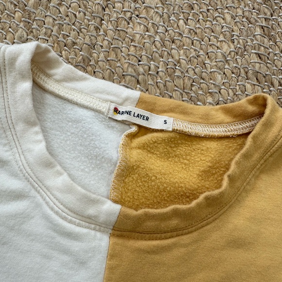 Marine Layer Cate colorblock sweatshirt yellow and off white size small - Picture 4 of 10